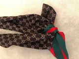 Gucci GG Monogram Headband with Green & Red Bow