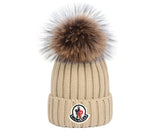 Women Moncler Knitted Wool Winter Hat With Pom Pom