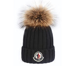 Moncler women's hat with a pompom, knitted 100% wool, tightly covering the ears