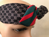 Gucci GG Monogram Headband with Green & Red Bow