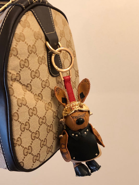 MCM Visetos Rabbit Biker Bag Charm / Keychain