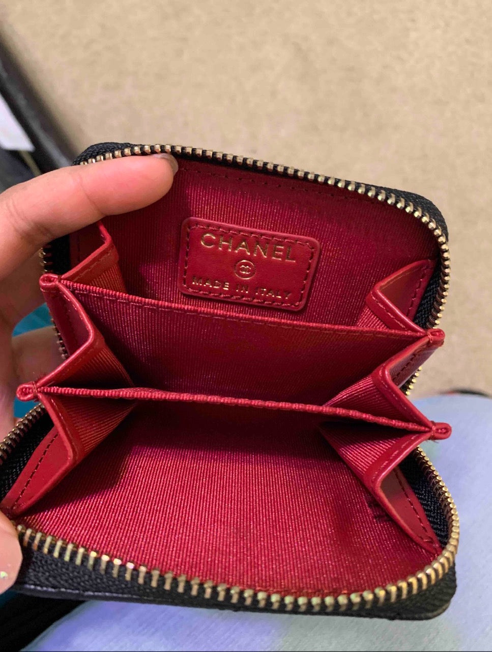 Chanel CC zip around coin purse card holder mini - Depop